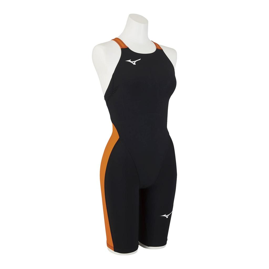 MIZUNO Half Size 95 Size FINA Swimming Women's MX-SONIC II Suit, N2MG2211, (Black/Orange), XL, (International Federation) Approved.