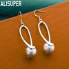 925 Sterling Silver Frosted Silver Bead Oval Earrings - Fashion Gift Jewelry
