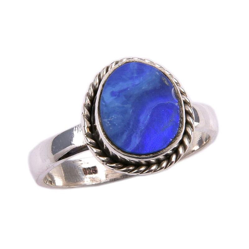 Natural Australian Opal Gemstone 925 Solid Sterling Silver Jewelry Ring S.7 Q9Q88