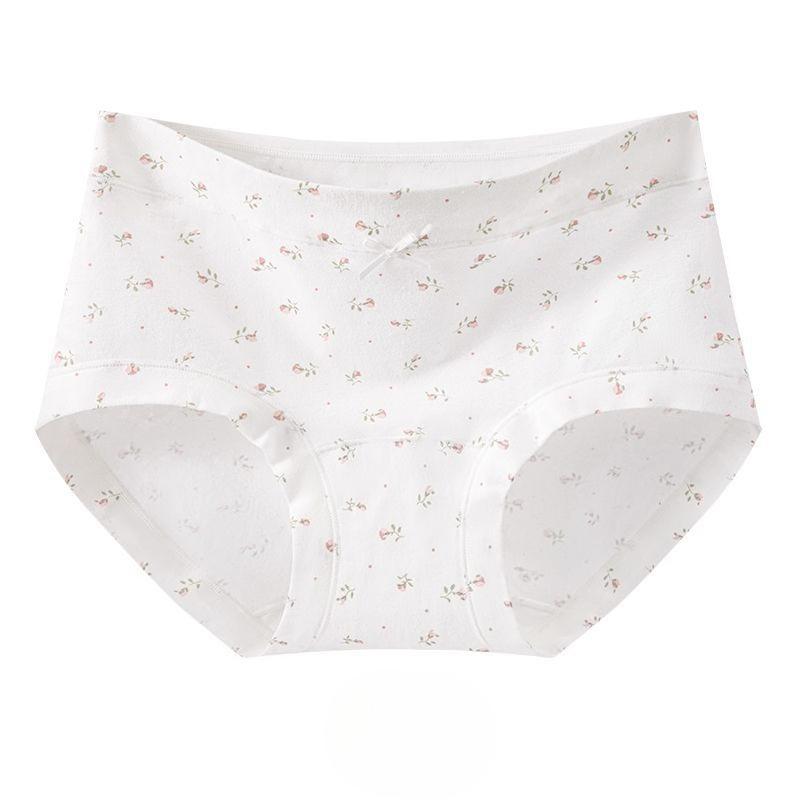 Damen Frühling und Herbst Garten Floral Reine Baumwolle Antibakteriell Bequem Ohne Naht Taille Dreieck Slip