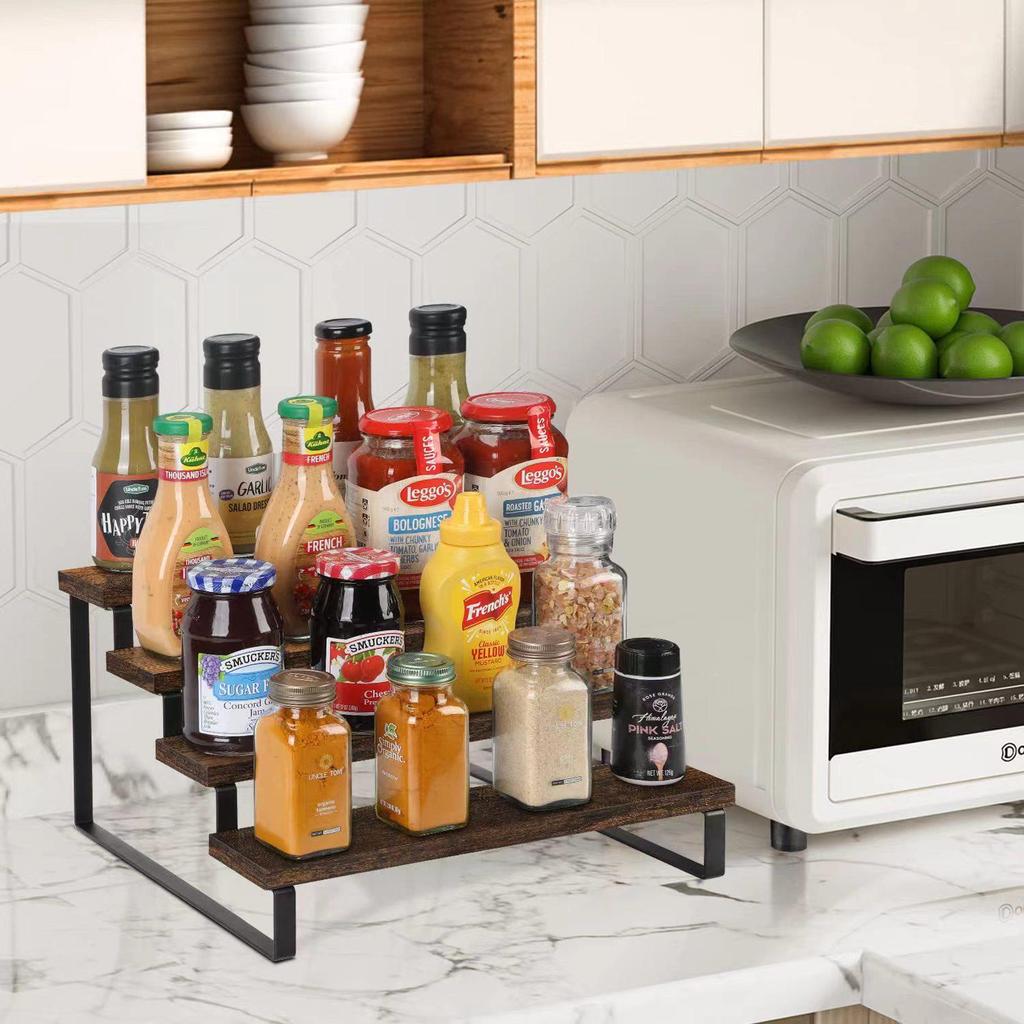 Four-Tier Iron and Wood Display Rack for Desserts and Aromatherapy Essentials