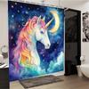 Enchanting Unicorn Shower Curtain - Waterproof, Mildew-Resistant with Magical Rainbow Mane Design for Dreamy Bathroom Decor