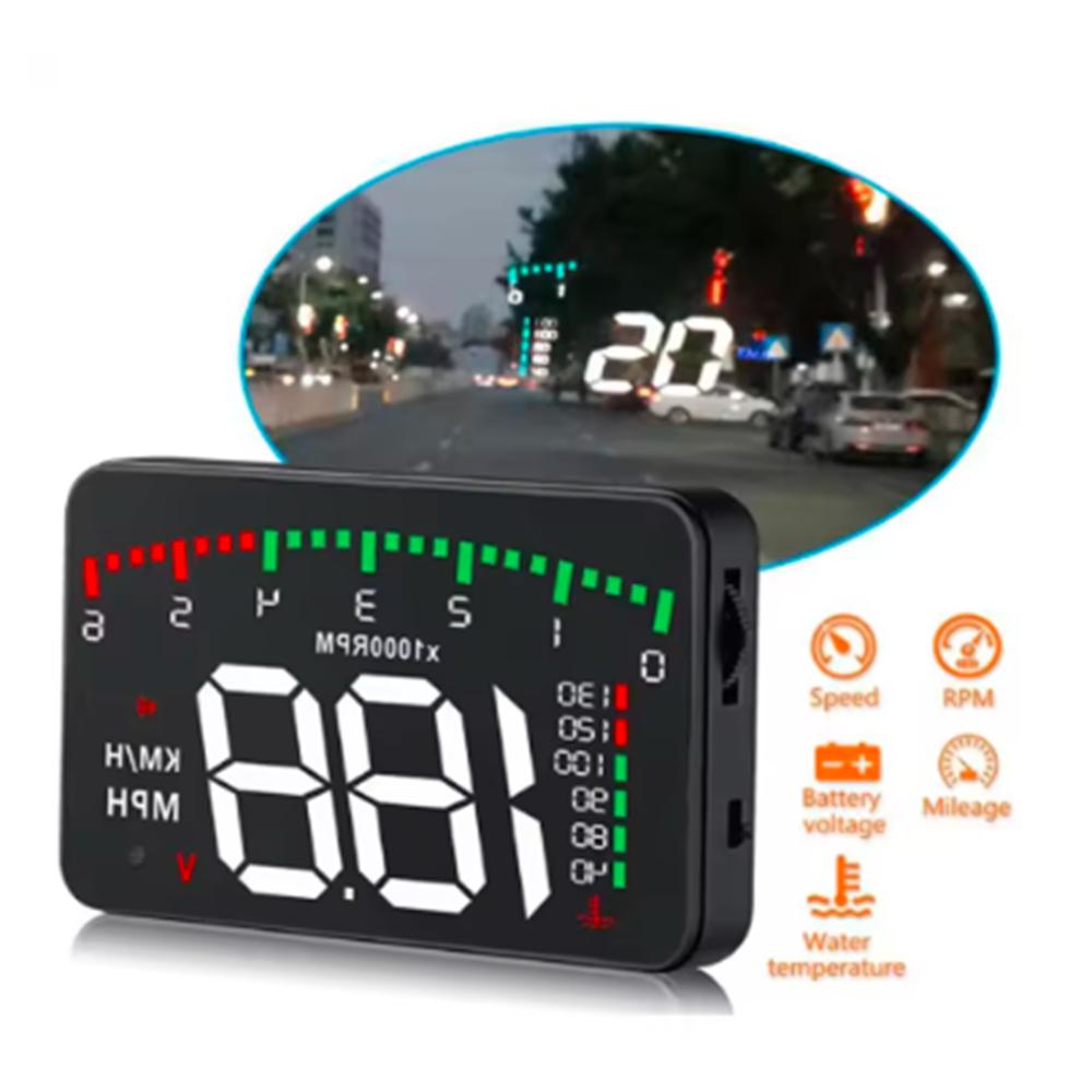 

Автомобильный HUD A900 OBD2 проекционный дисплей HD-монитор Сигнализация превышения скорости Проектор на лобовое стекло Сигнализация высокой температуры Сигнализация неисправности двигателя 9x1.2x5.4cm чёрный