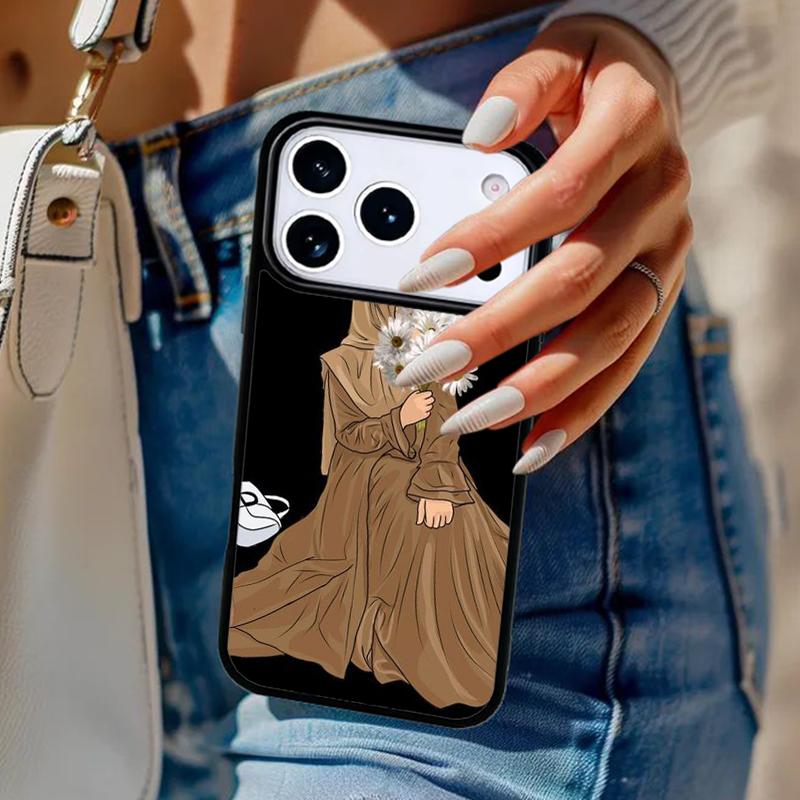 Muslim Arabic Hijab Girl soft Phone Case For iPhone 17 Air 14 15 13 12 Max Cover For Apple 16e 11 Pro Max Plus Coque