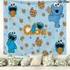 Cookie Monster Wall Tapestry Aesthetic Wall Hanging Printed Fabric Blanket Decorative Tapestries for Bedroom Living Room Home Decor