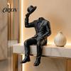 Office Desktop Decoration 3D Printed Sitting Gentleman Ornament, Minimalist Abstract Faceless Figurine, Home Decor Aesthetic Art Sculpture for