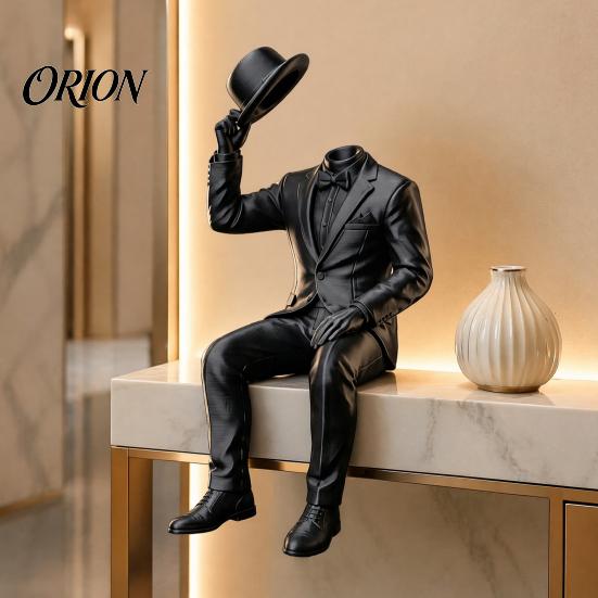Office Desktop Decoration 3D Printed Sitting Gentleman Ornament, Minimalist Abstract Faceless Figurine, Home Decor Aesthetic Art Sculpture for