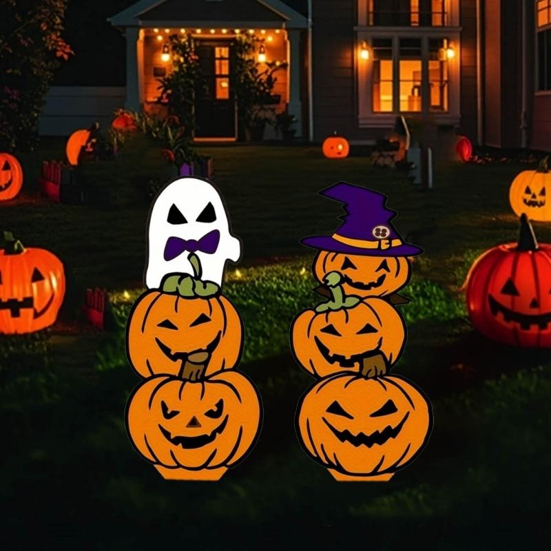 Halloweens Double Fellow pumpkins Metal Stake Stable Lawn Decoration Raitight Outdoor Party
