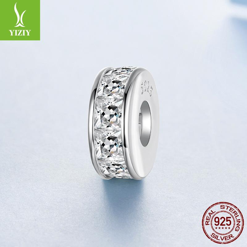 Princess Square Shine Silicone Positioning Bracelet Bead Separator Classic Versatile S925 Sterling Silver Beads