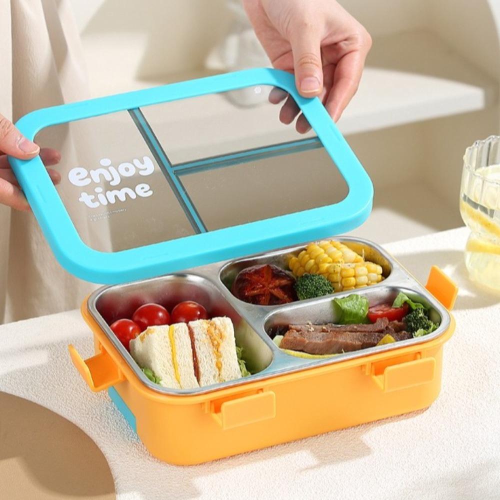 Leak-proof Divided Compartments Insulated Lunch Box Sealed Lid Food Container School Lunch