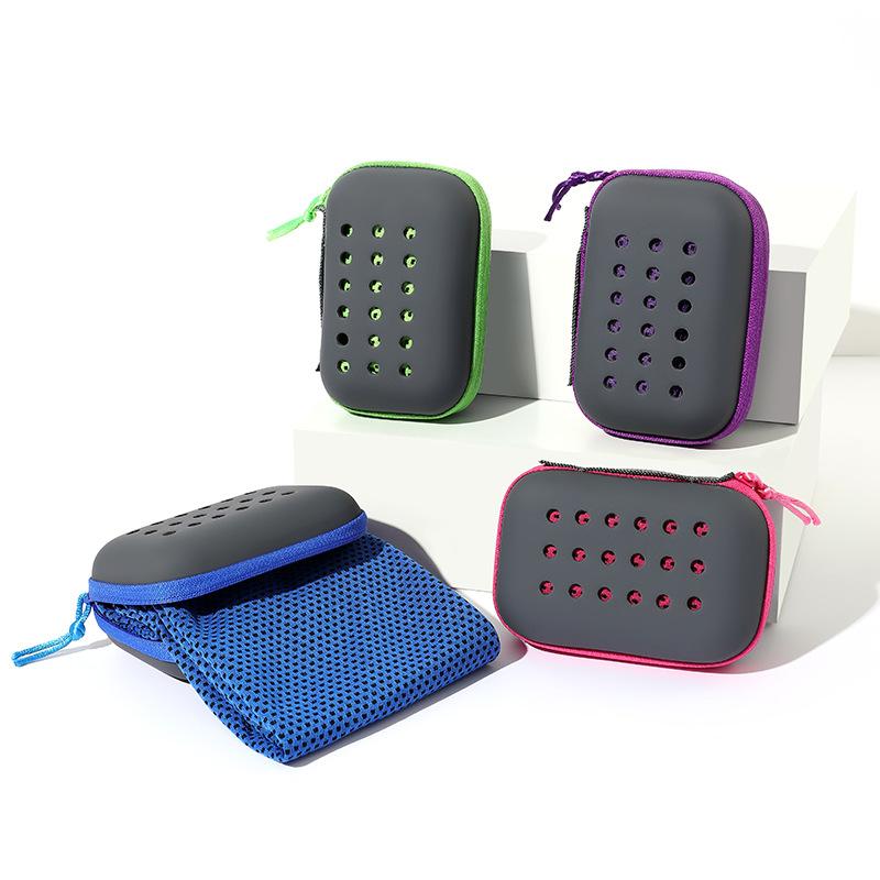 Sport Quick Drying Cooling Towel Soft Breathable Chilly Sweat Absorption Cold Towel with Storage Box Sports Running Yoga Gym Club