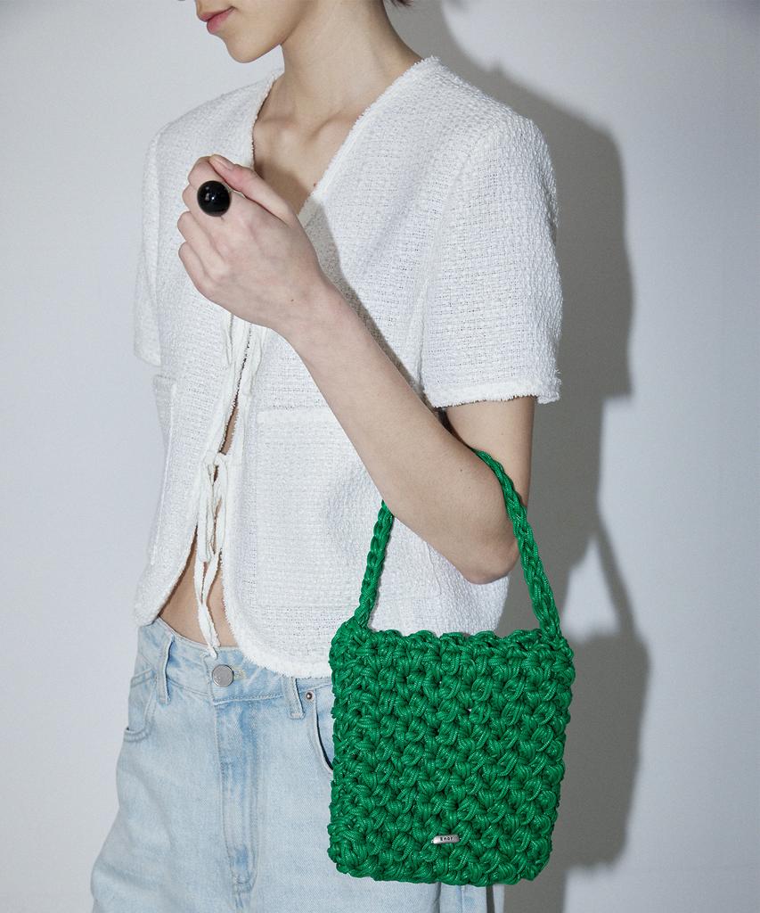 En Or Weaving Square Bag Mini - Green