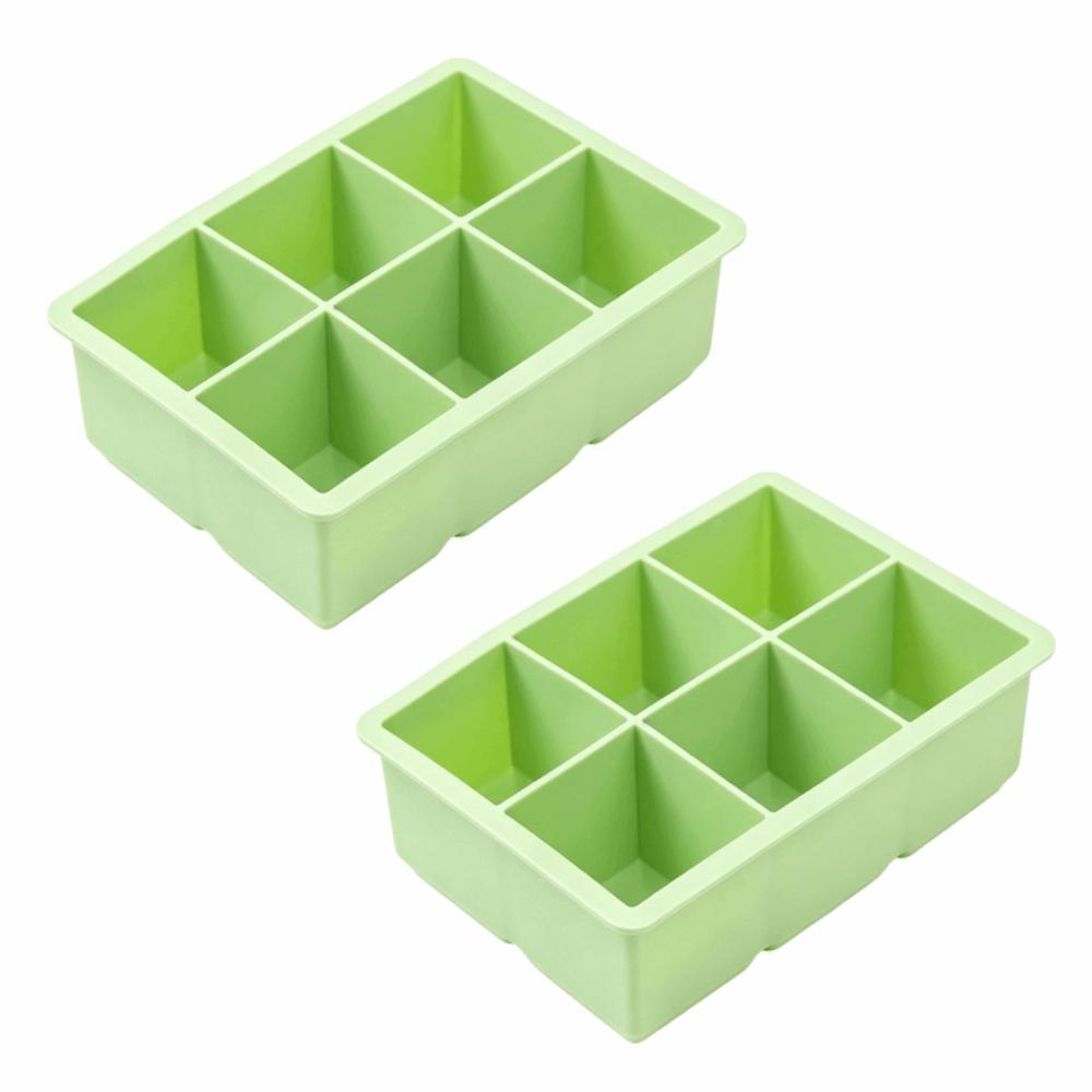 2 pcs Leak Proof Ice Cube Maker 6 Cavities Square Ice Cube Mold Ice Cube Tray  Cocktails Making зелёный