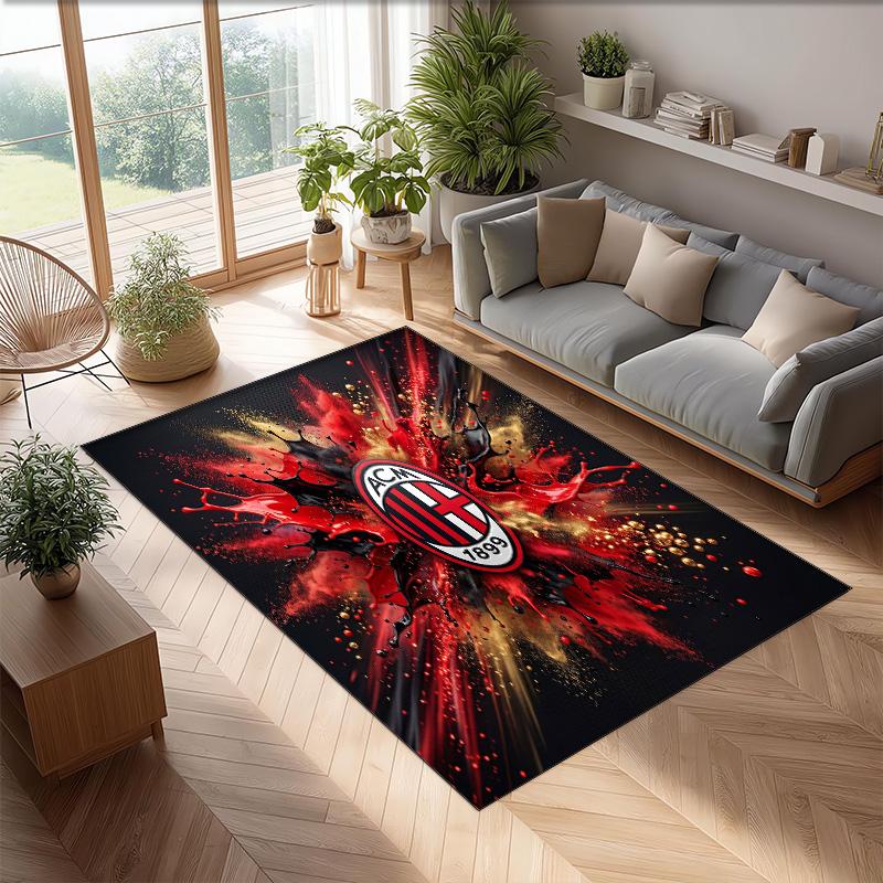 AC Milan Printed Flannel Area Rug Non Slip Soft Polyester Floor Carpet Indoor Decor Mat for Bedroom Living Room Sofa Game Room Home Decoration