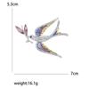 Exquisite Fashion Full Zircon Enamel Swallow Bit Branch Brooches for Women Creativity Crystal Bird Pin Party Jewelry Accessory