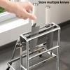 Kitchen Stainless Steel Draining And Chopping Board Rack With Knife Storage