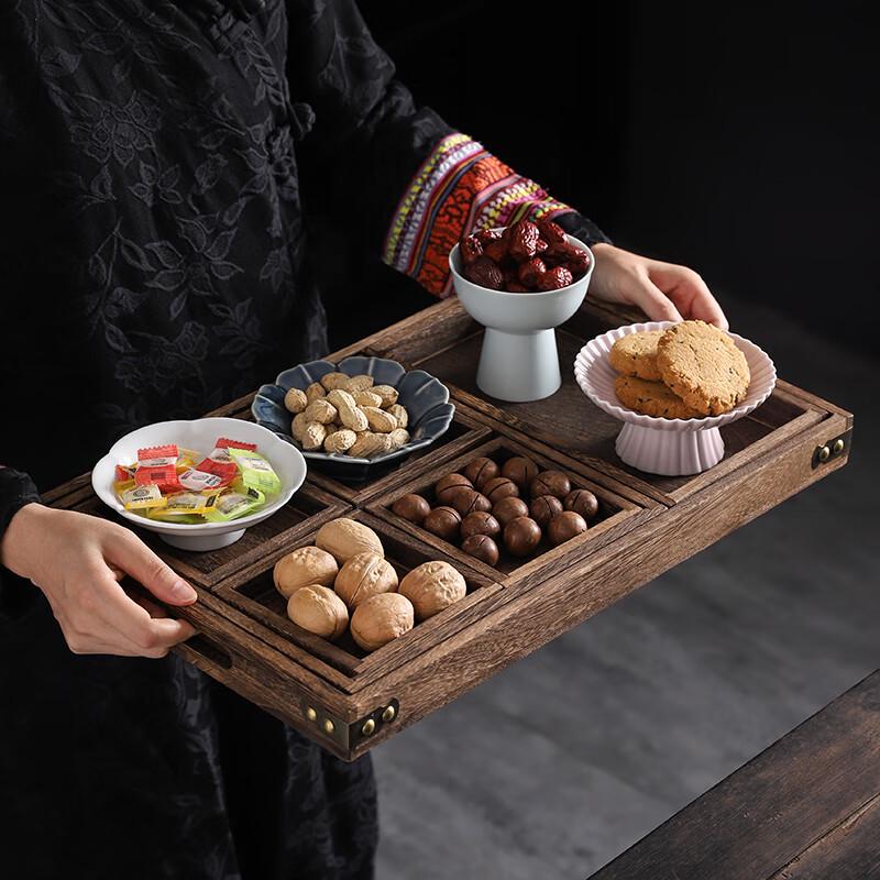 Japanese Style Seven-Compartment Wooden Tea Snack Tray
