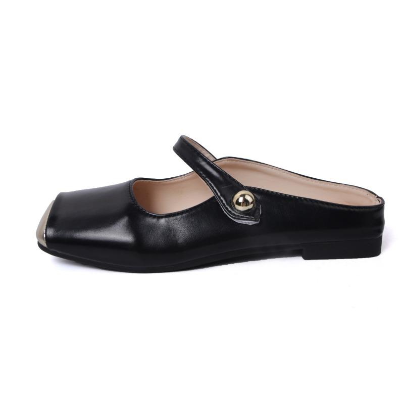 Modne płaskie buty typu mule damskie perłowe wiosenne nowe płytkie kapcie buty Mary Janes sandały 2024 modne damskie sukienkowe zapatos slingback