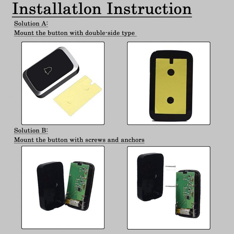 Home Security Welcome Wireless Doorbell Smart Home Door Bell Alarm LED Light 36 Songs With Waterproof Touch Button Smart Alarm