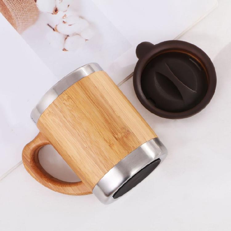 Bamboo Coffee Tea Cup Insulated Coffee Mug for Office Keeps Drinks Hot or Cold