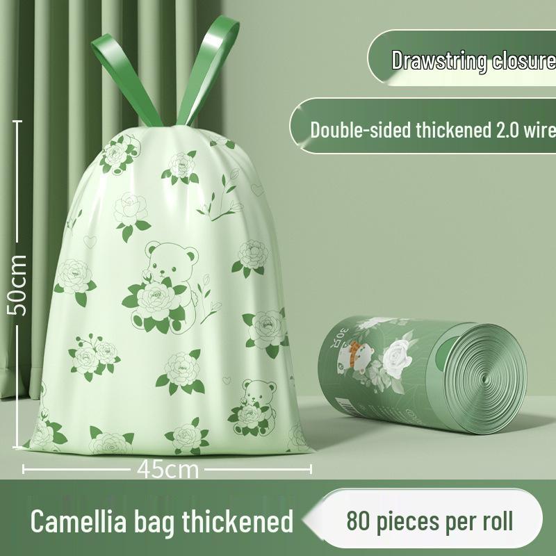 Thick Lime Drawstring Trash Bags for Kitchen & Bathroom Use - No-Tear, Durable, Handheld