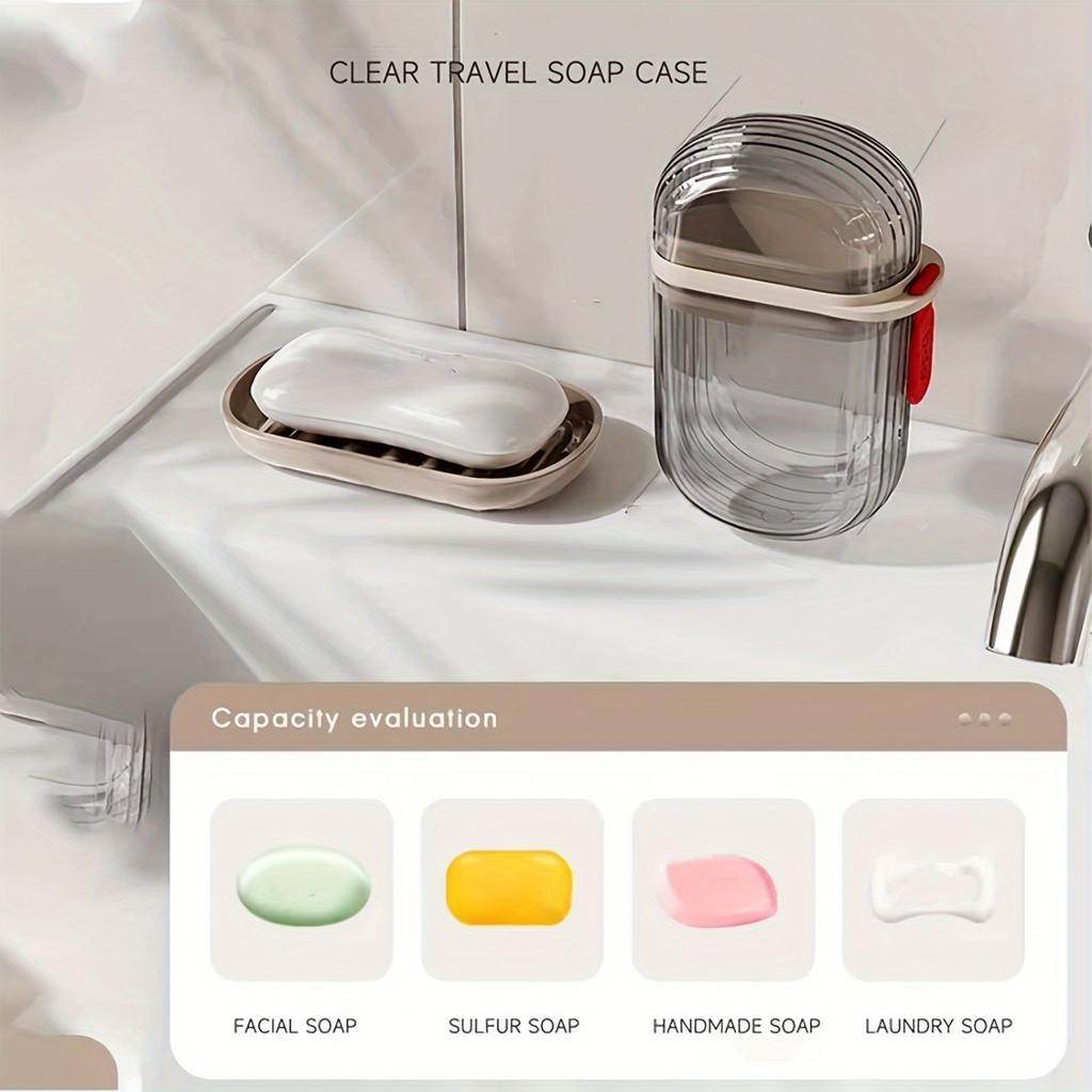 Soap Box Travel Portable Mini Soap Box Sealed Draining with Lid Soap Box Transparent Light Luxury Premium Soap Dish Ceramic