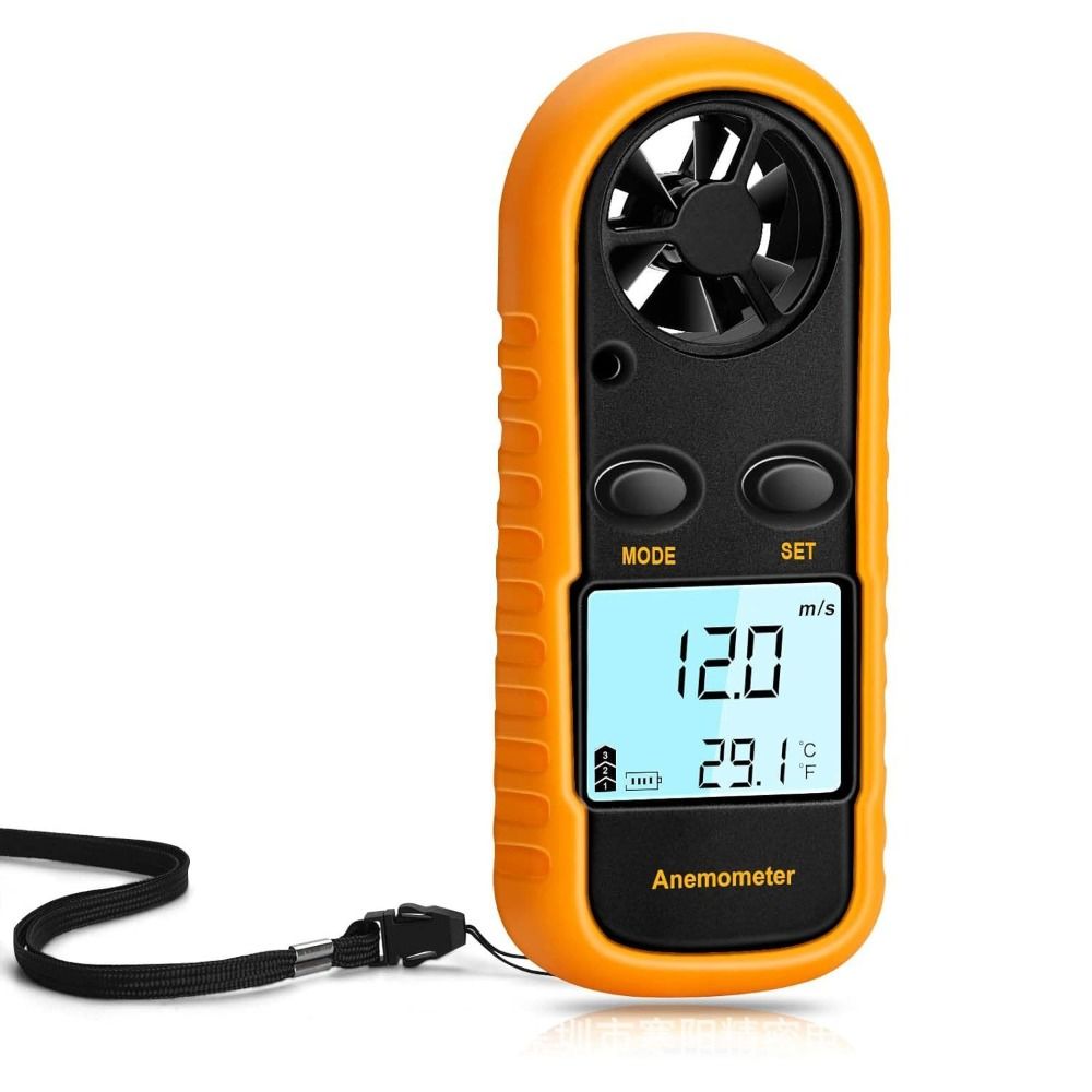 Mini Design Wind Speed Meter LCD Backlight Display Airflow Meter Temperature Tester  Outdoor Use