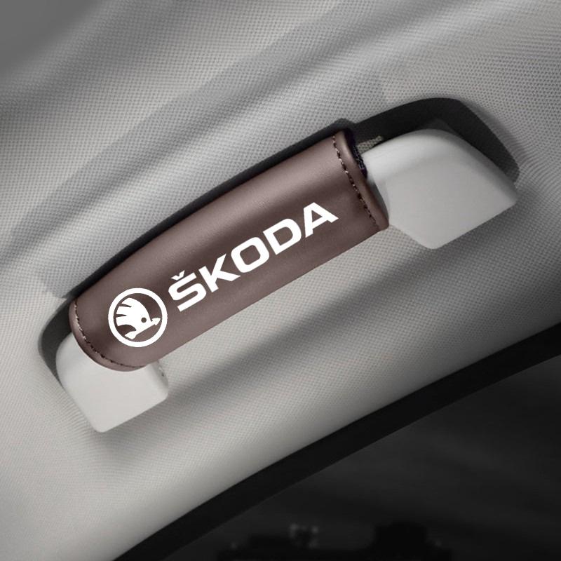 

Leather Car Roof Armrest Pull Cover Handle Gloves Protection for Skoda octavia a5 a4 mk1 fabia superb rapid mk3 yeti 2006 sign