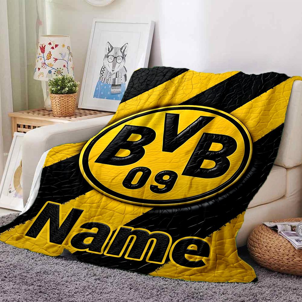 Custom Name Borussia Dortmund Theme Printed Blanket Perfect For Couch Bed Travel Outdoor Use Machine Washable Cozy Durable