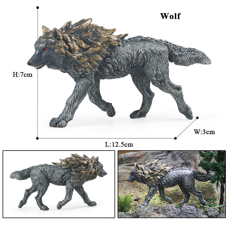 Oenux Wild Beast Animals Small Gray Wolf Maned Wolf Baby Wolves Simulation Model Action Figures Collection PVC Gift Kid Toy Gift
