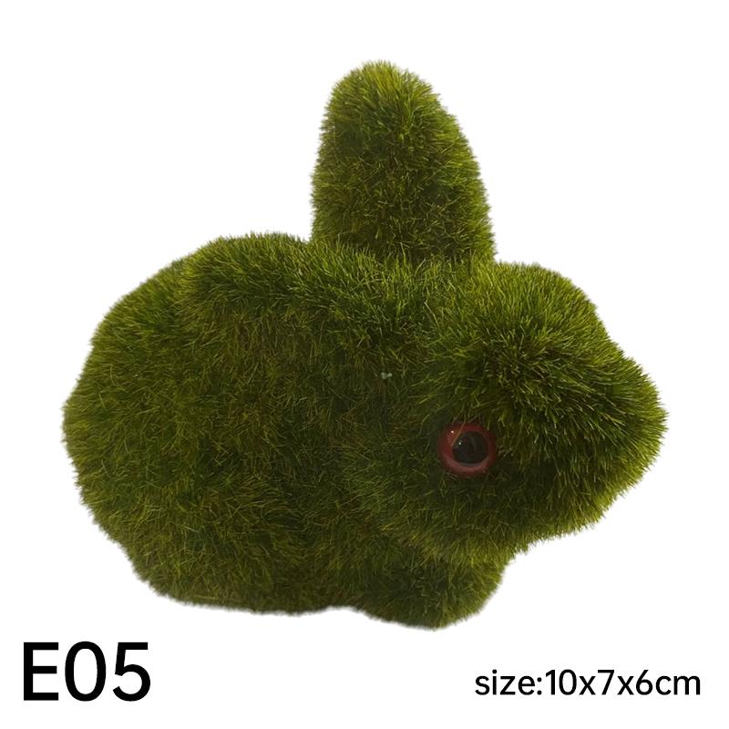 

Easter Bunny Green Straw Doll Decor Moss Rabbit Table Ornament Figurines Easter Spring Garden Simulated Rabbit Statue Home Decor