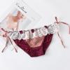 Checkered Lace Up Panties Lace Low Waist Triangle Women's Panties