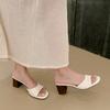 European Station Round Head Thick Heel Open-toed Sandals High Heels Summer Wear Sandals One Pedal Lazy Slippers