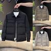 Mens Winter Cotton Jacket Lazy Style Versatile Minimalist Turn-Down Collar Loose Fit
