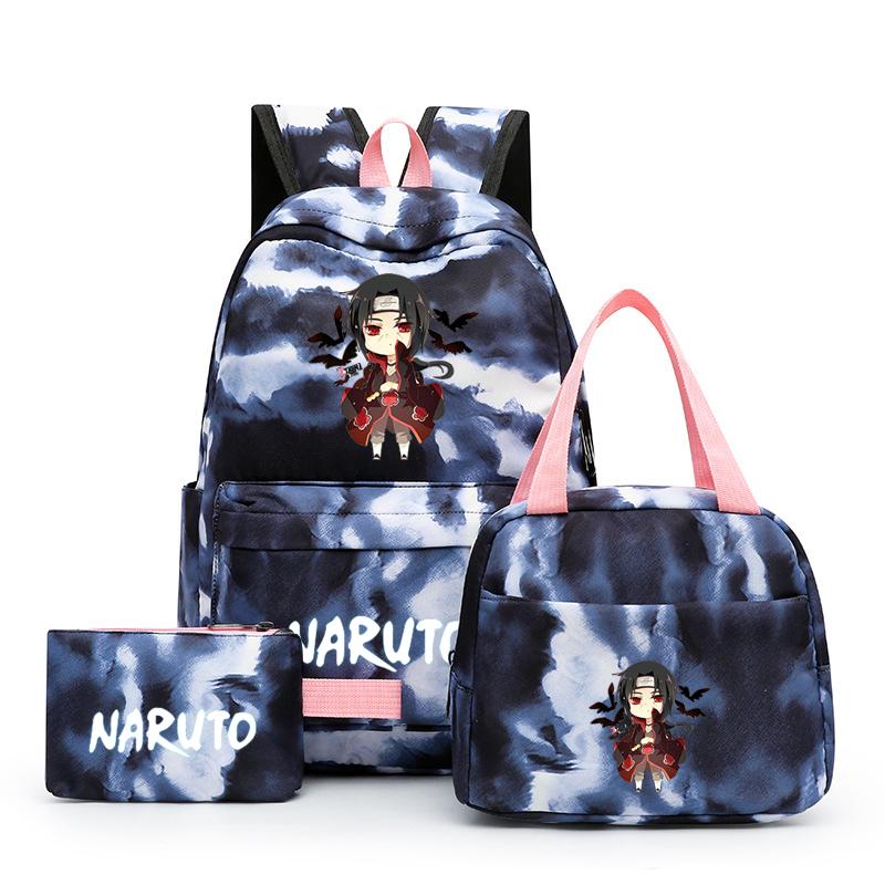 3-teiliger Schulrucksack für Mädchen Y2K mit Lunch-Taschen, Studenten-Taschen-Set, Kinder-Stifttasche, zurück zur Schule, Anime-Leinwand-Rucksack