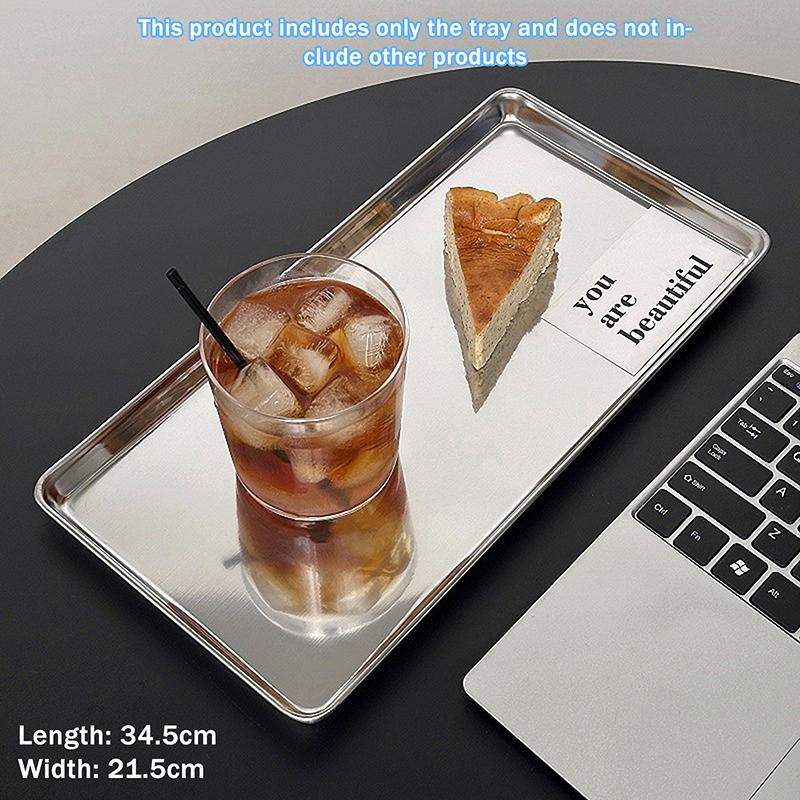 Modern Stainless Steel Rectangular Serving Tray Gift for Cakes & Snacks Elevates Dining Table Design for Home Or Cafe
