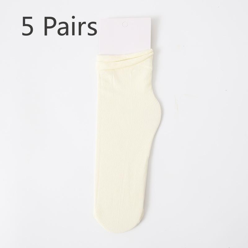 

5 пар носков женские летние тонкие носки средней длины ворсовые чулки чулки 5 Pairs молочный белый