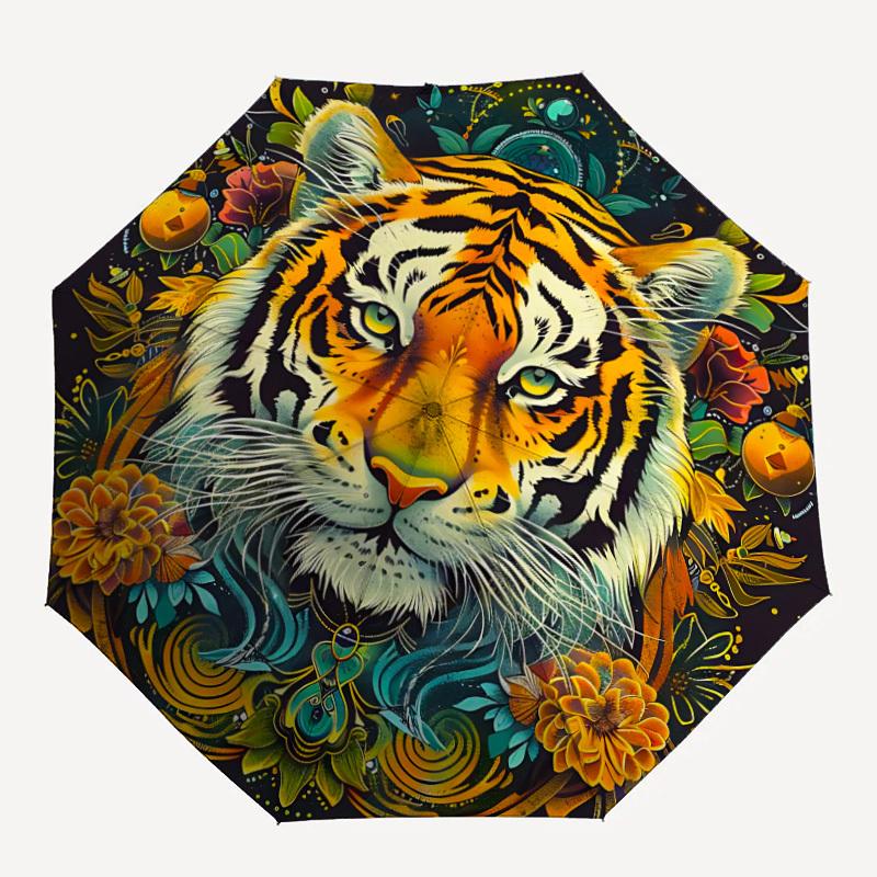 

1pc Tiger Mandala Automatic Open/close Folding Umbrella, Compact Portable Travel Umbrella,Cute Umbrella, Durable Construction yy250804109