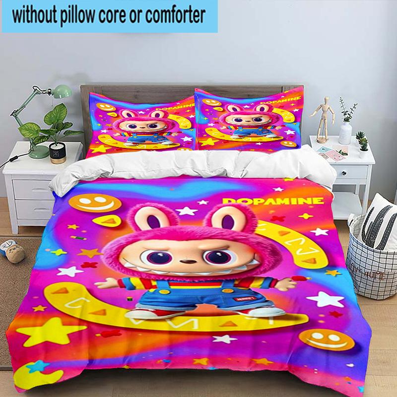 3PCS Labu-bu Friends Adventure 3pcs Bedding,Including 3PCS Duvet Cover And 2pcs Pillowcases Perfect for Christmas,Ideal for Bedroom, Dormitory