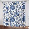 2PCS 2D Flat Curtains   Polyester Material   Blue and White Printing Art Design   Pole Bag Design   Bedroom   Home Decoration