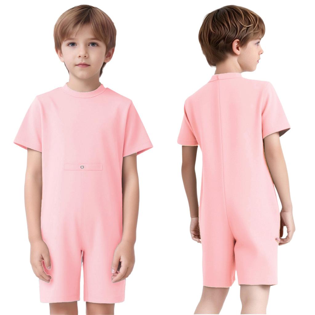 Easy Change Kids Jumpsuit Back Invisible Zipper & Button Hole Adaptive Clothing for Special Needs