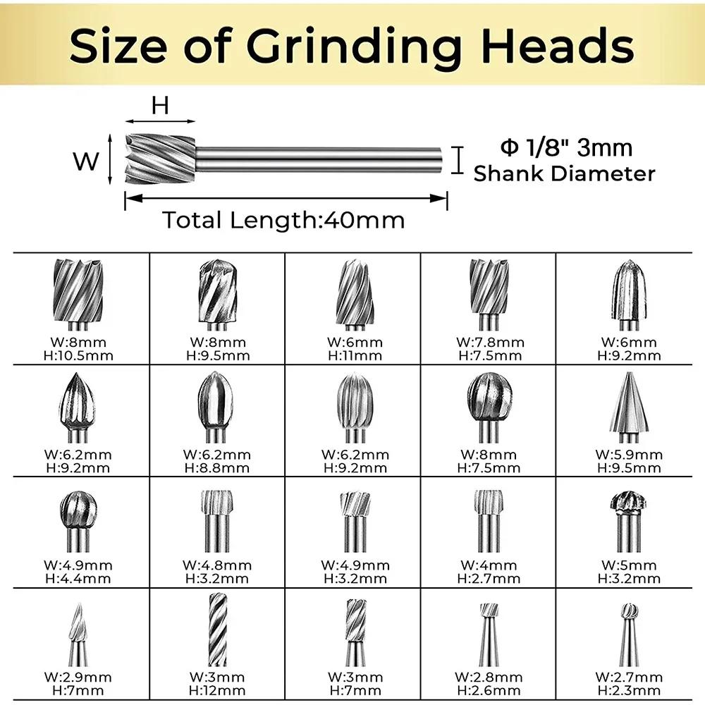 High Speed Steel Woodworking Rotary File Engraving Milling Cutter Electric Grinder Tool Accessories Grinding