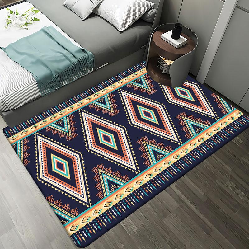 Ethnic Style Carpet Living Room Home Area Carpet Bedroom Bedside Modern Non-slip Floor Mat
