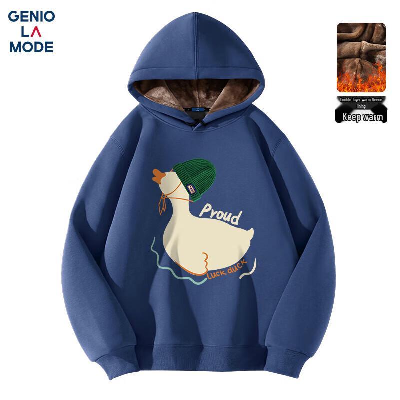 

GENIOLAMODE Men s Fleece Lined Hooded Sweatshirt with Duck Print XL