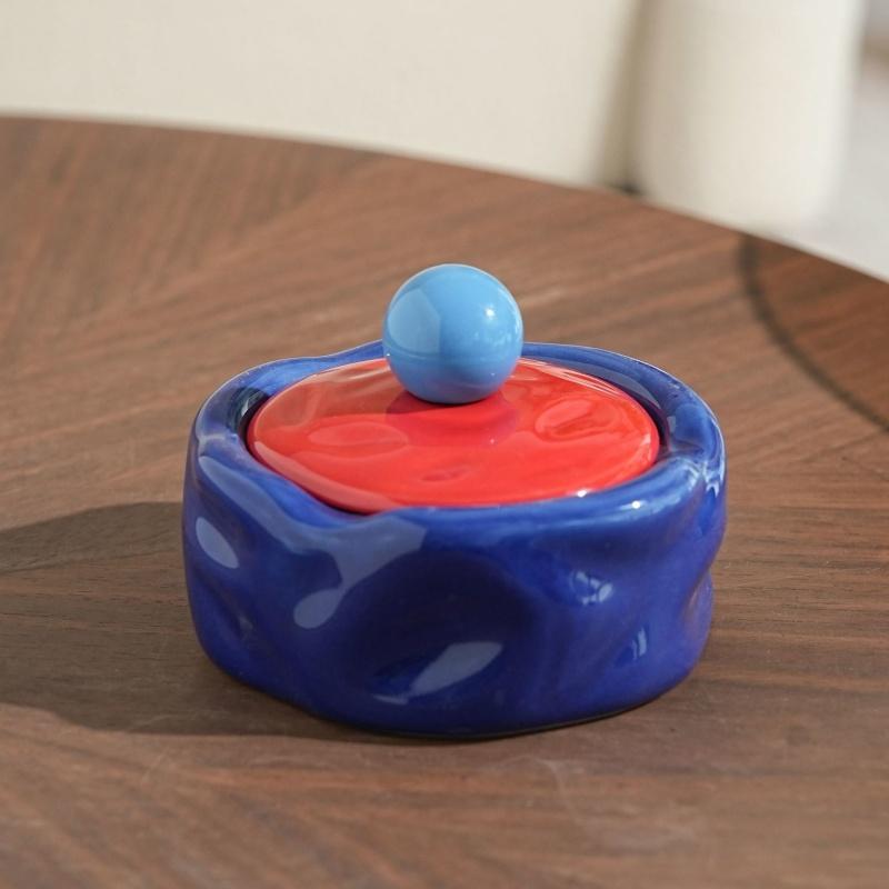 Colorful Ceramic Ashtray Living Room Desktop Fly Ash Storage Box Irregular Circular Ashtray Home Decoration Accessories Ashtray