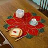 Red Snowflake Drink Coaster New Year Christmas Decoration Felt Dish Tray Pad Dinner Table Accessory Dinnerware Cup Mat