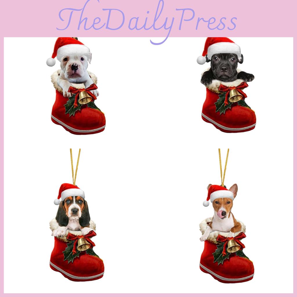Adorable Cartoon Red Dog Car Hanging Ornament For Stylish Christmas Home Decor