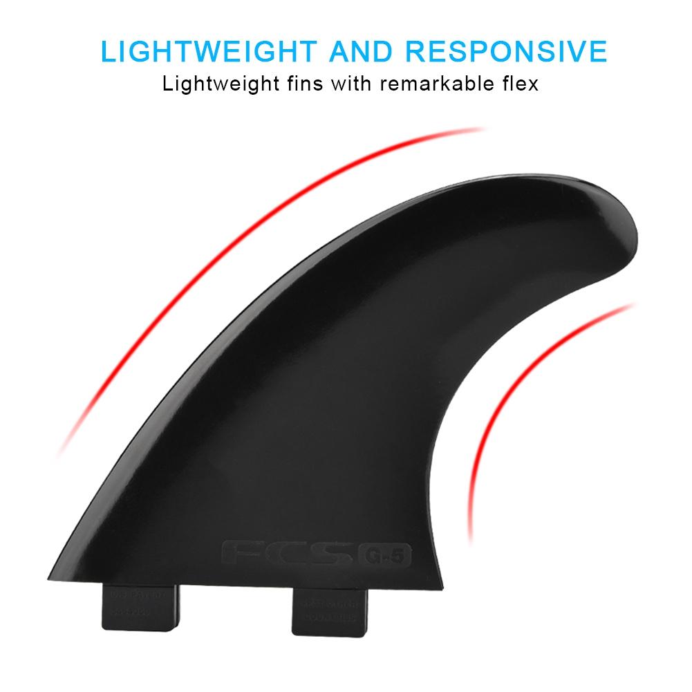 Tri Fin Thruster Set Nylon Plastic Surfboard Fins FCS Single Head Fins Surfboard G5 (Black)