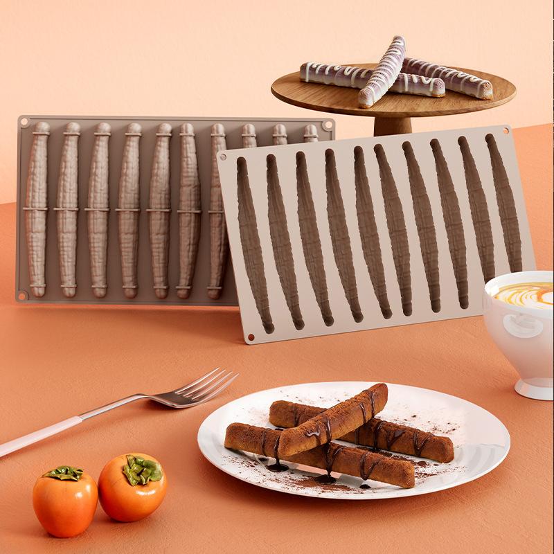 10 Cavity Multifunctional Vanilla Mousse Cake Pastry Silicone Mould For Chocolate Ladyfingers Candle Simulation Toy Baking Tool