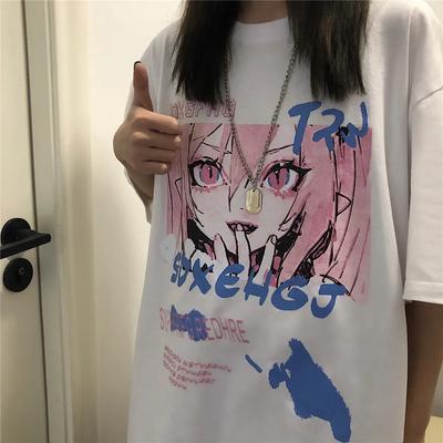 Koszulki damskie letnie nadruki anime Steampunk koszulka damska z krótkim rękawem ponadgabarytowa gotycka odzież harajuku Kawaii Y2k topy